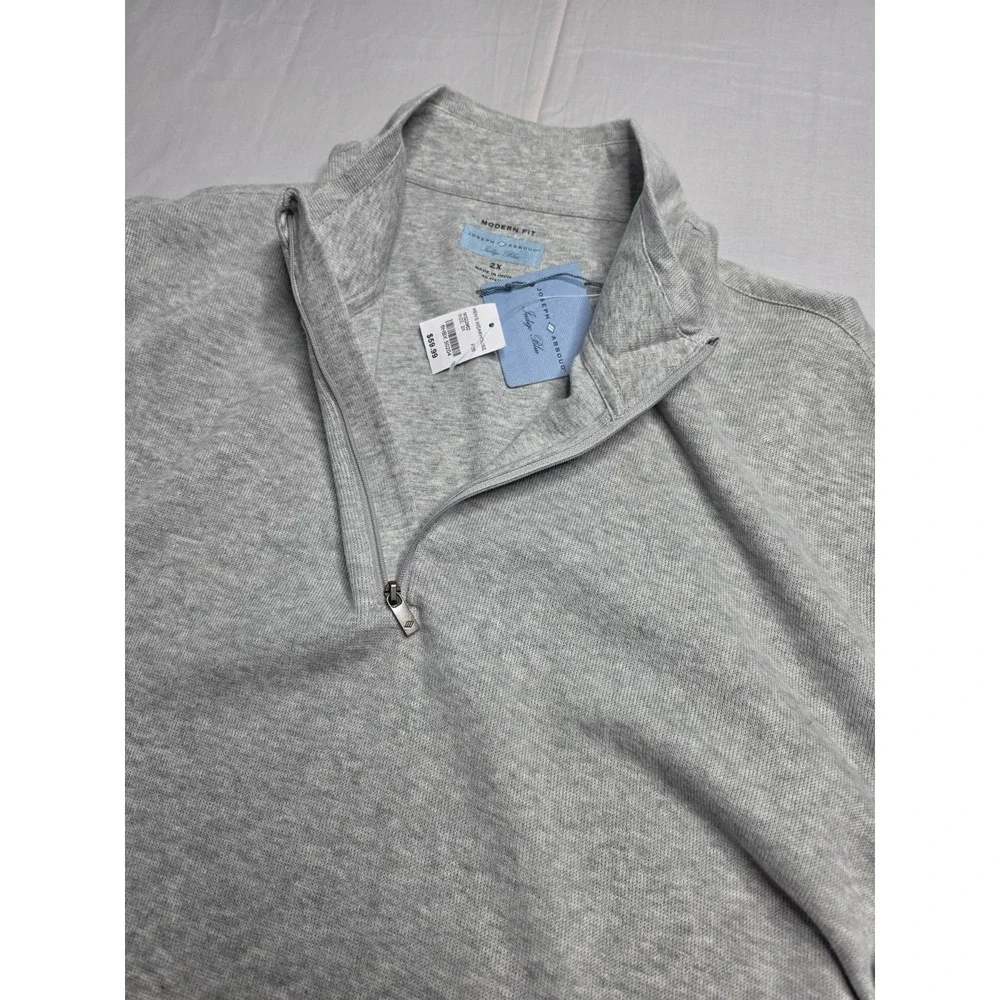 Joseph Abboud Sweater Men's 2X Gray Tight Knit Mock Neck Quarter Zip Outdoor